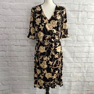 New York & Company Floral Wrap Style Ruffle Dress